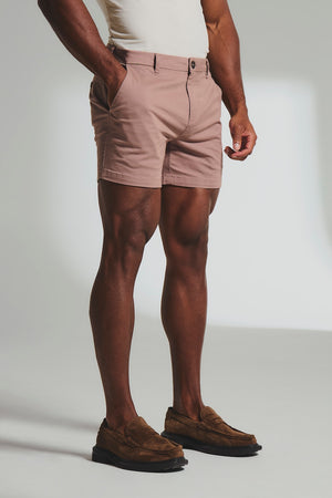 Athletic Fit Stretch Chino Shorts 5" in Dusky Pink - TAILORED ATHLETE - USA