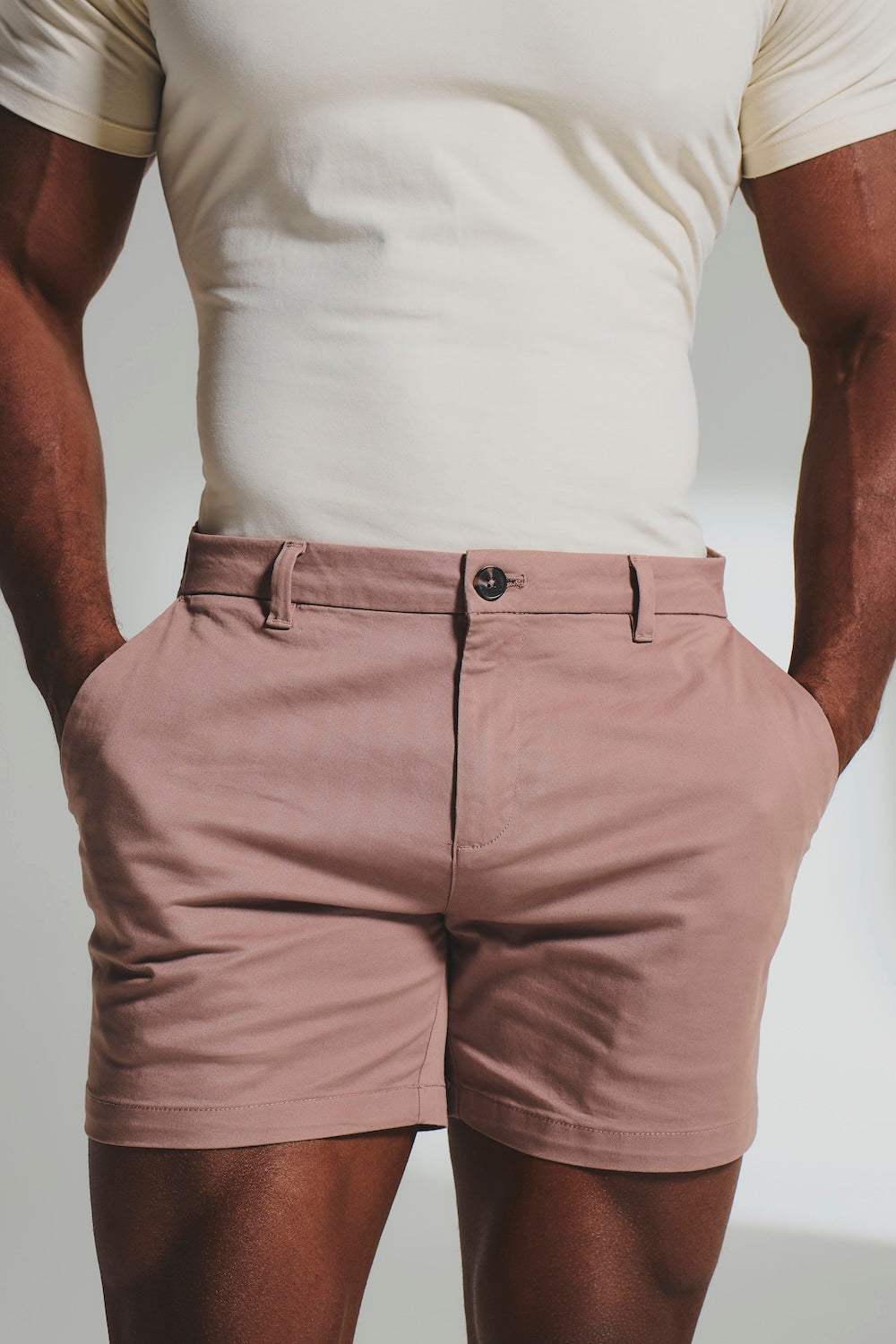 Athletic Fit Stretch Chino Shorts 5" in Dusky Pink - TAILORED ATHLETE - USA