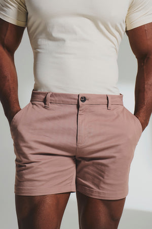 Athletic Fit Stretch Chino Shorts 5" in Dusky Pink - TAILORED ATHLETE - USA