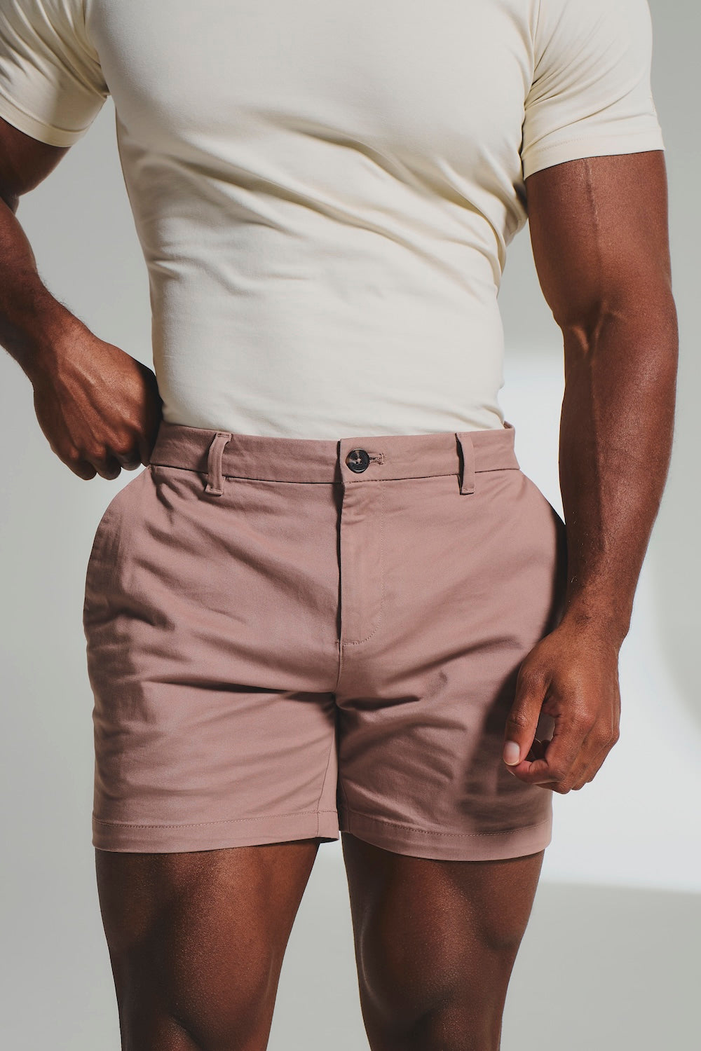 Athletic Fit Stretch Chino Shorts 5" in Dusky Pink - TAILORED ATHLETE - USA