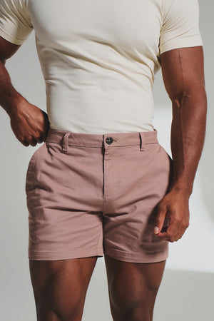 Athletic Fit Stretch Chino Shorts 5" in Dusky Pink - TAILORED ATHLETE - USA