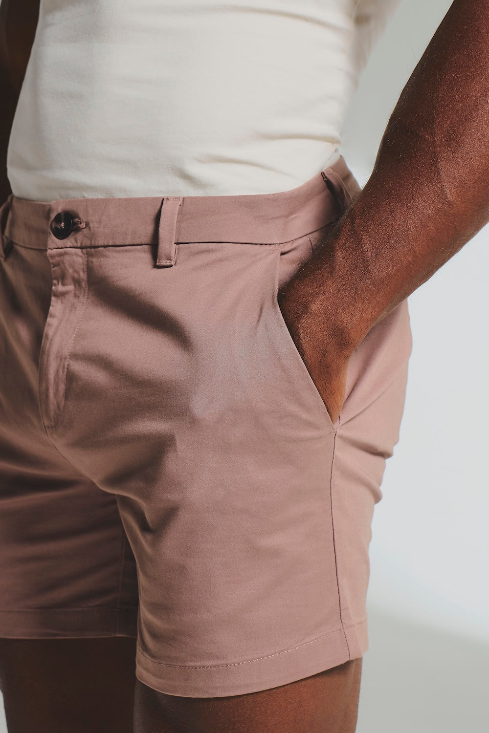 Athletic Fit Stretch Chino Shorts 5" in Dusky Pink - TAILORED ATHLETE - USA