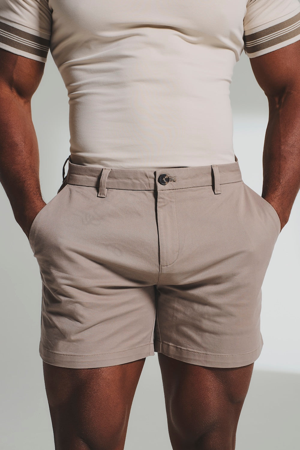 Athletic Fit Chino Shorts 5" in Mushroom - TAILORED ATHLETE - USA