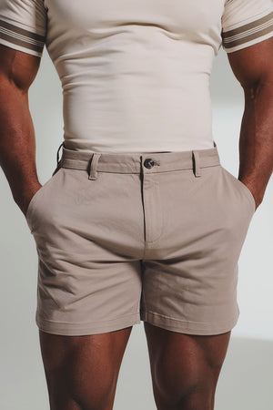 Athletic Fit Chino Shorts 5" in Mushroom - TAILORED ATHLETE - USA