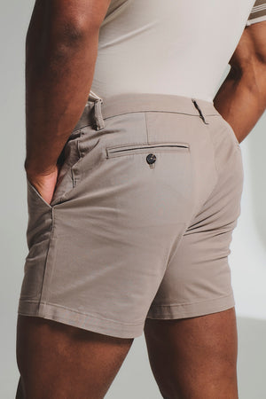Athletic Fit Chino Shorts 5" in Mushroom - TAILORED ATHLETE - USA