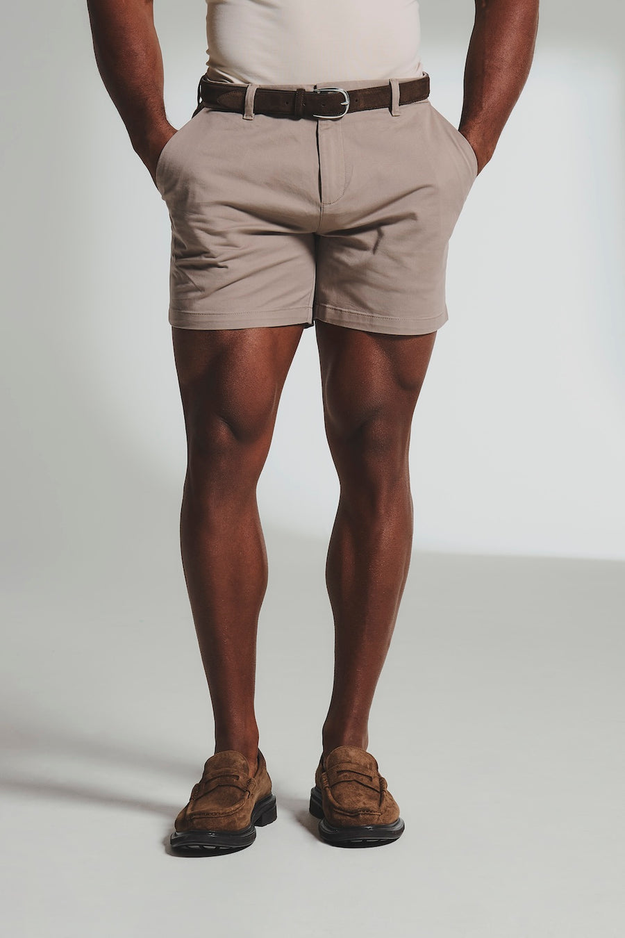 Athletic Fit Chino Shorts 5" in Mushroom - TAILORED ATHLETE - USA