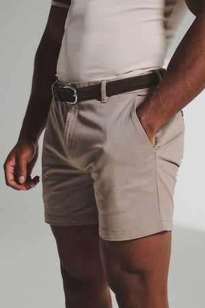 Athletic Fit Chino Shorts 5" in Mushroom - TAILORED ATHLETE - USA