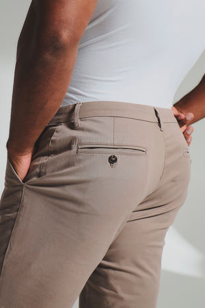 Athletic Fit Cotton Stretch Chino Pants in Mushroom - TAILORED ATHLETE - USA