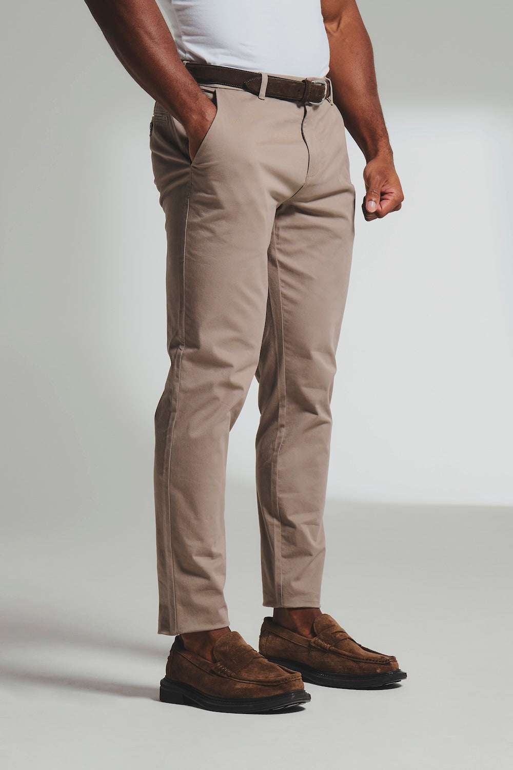 Athletic Fit Cotton Stretch Chino Pants in Mushroom - TAILORED ATHLETE - USA