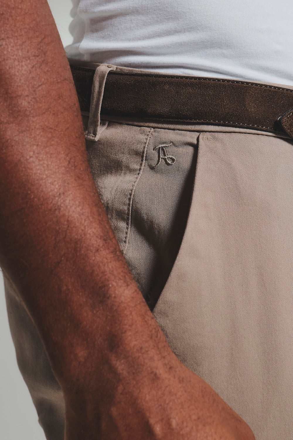 Athletic Fit Cotton Stretch Chino Pants in Mushroom - TAILORED ATHLETE - USA
