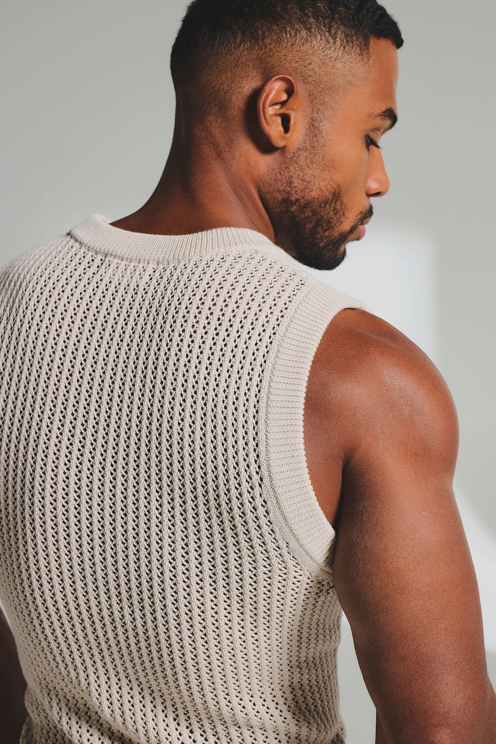 Crochet Knitted Tank Top in Neutral - TAILORED ATHLETE - USA