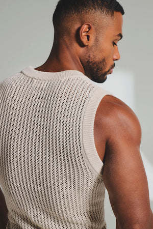 Crochet Knitted Tank Top in Neutral - TAILORED ATHLETE - USA