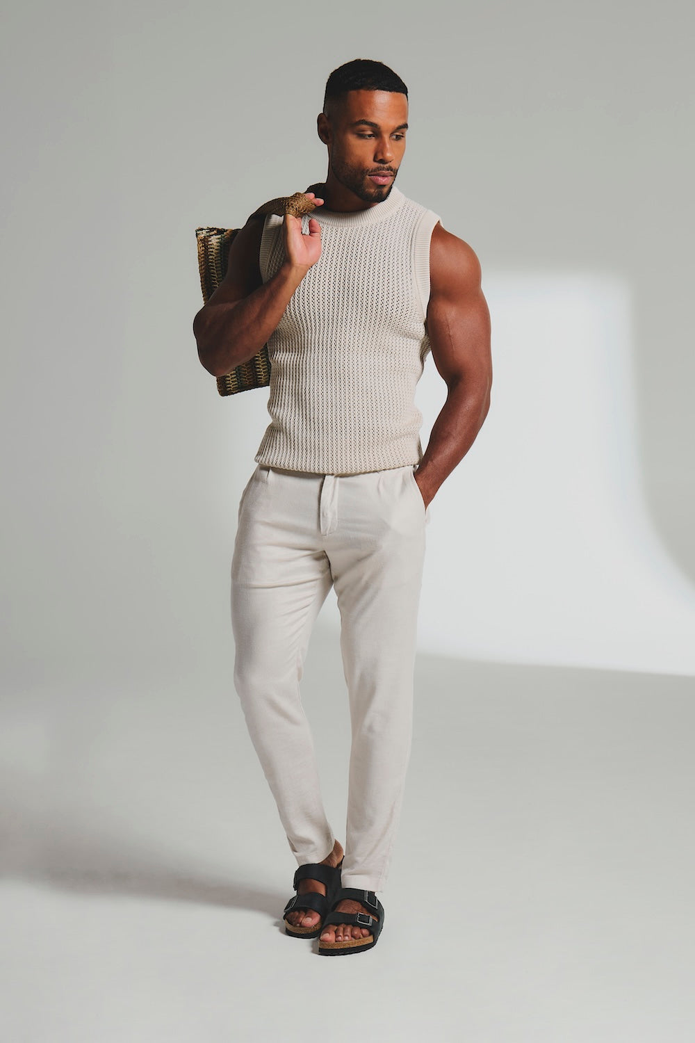 Crochet Knitted Tank Top in Neutral - TAILORED ATHLETE - USA