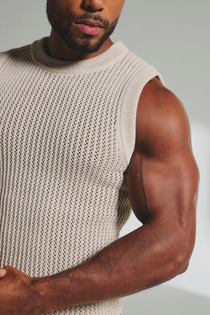 Crochet Knitted Tank Top in Neutral - TAILORED ATHLETE - USA