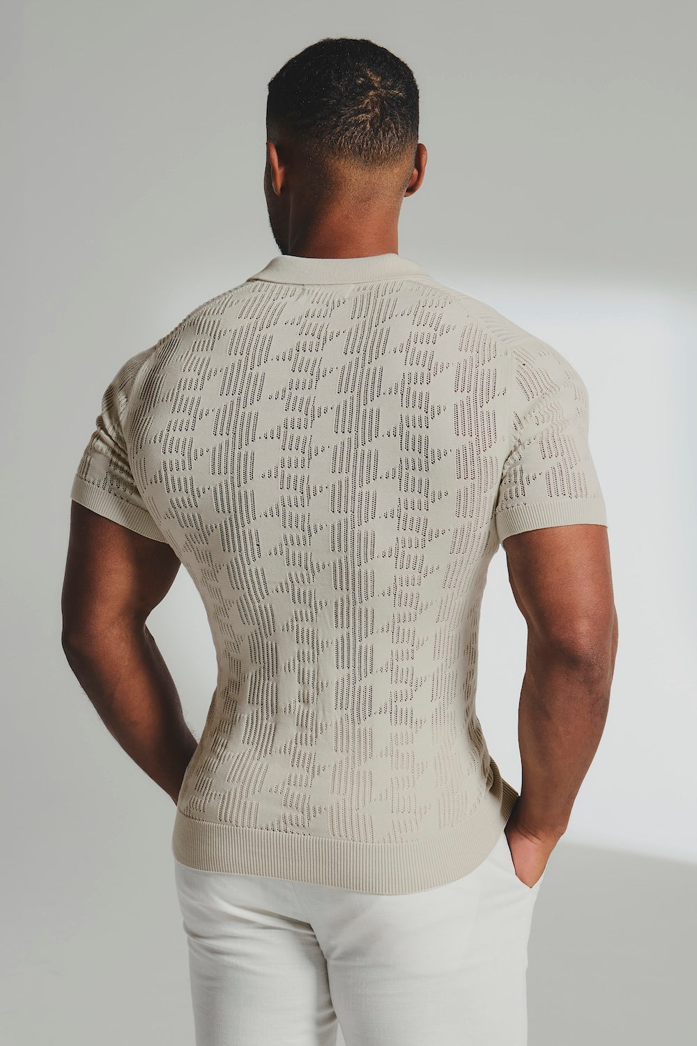 Geo Crochet Knitted Shirt in Neutral - TAILORED ATHLETE - USA