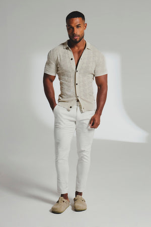 Geo Crochet Knitted Shirt in Neutral - TAILORED ATHLETE - USA