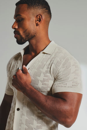 Geo Crochet Knitted Shirt in Neutral - TAILORED ATHLETE - USA