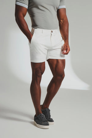 Athletic Fit Chino Shorts 5" in Chalk - TAILORED ATHLETE - USA