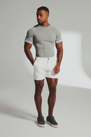 Athletic Fit Chino Shorts 5" in Chalk - TAILORED ATHLETE - USA