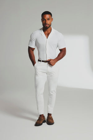 Textured Cuban Collar Shirt in White - TAILORED ATHLETE - USA