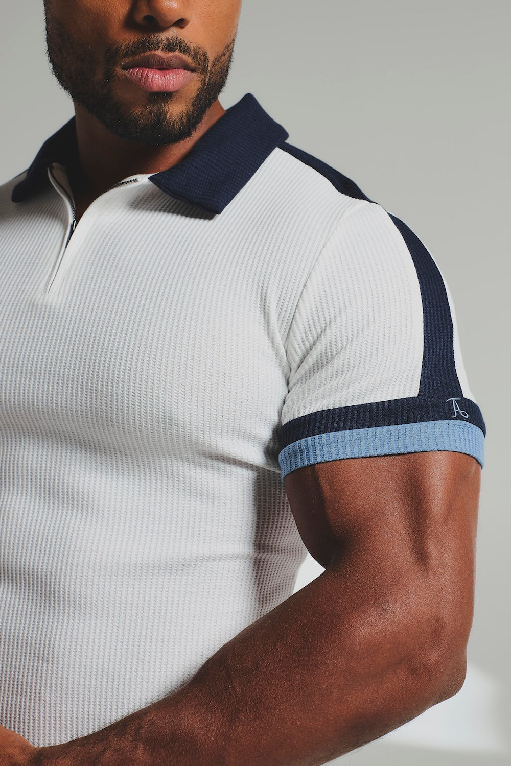 Colour Blocked Zip Neck Polo Shirt - TAILORED ATHLETE - USA