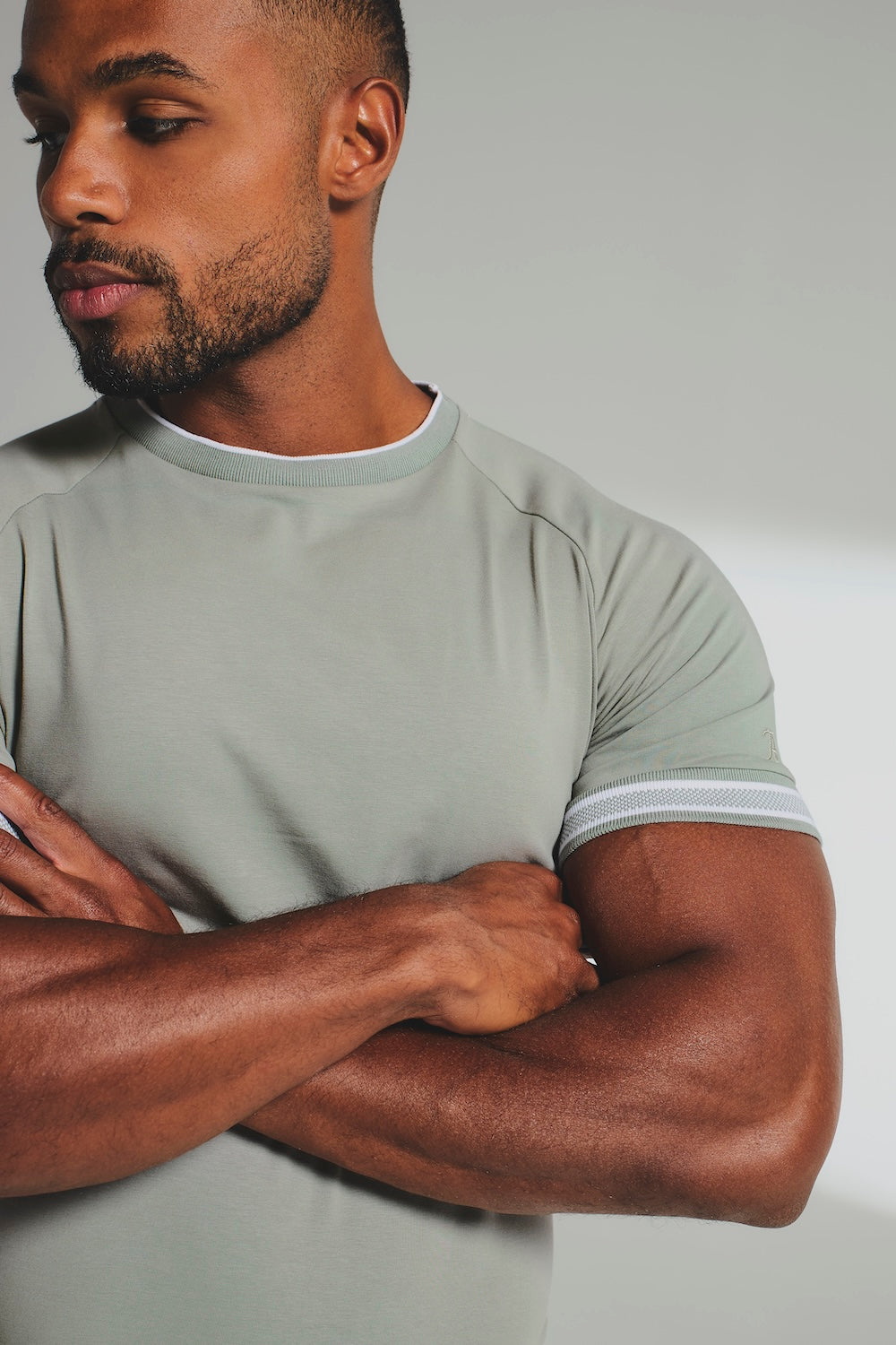 Tipped Fashion Fit T-Shirt in Sage / White - TAILORED ATHLETE - USA