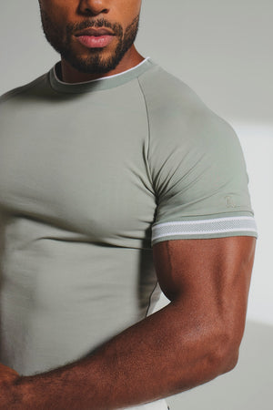 Tipped Fashion Fit T-Shirt in Sage / White - TAILORED ATHLETE - USA