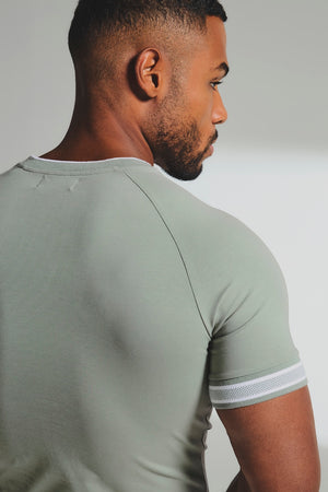 Tipped Fashion Fit T-Shirt in Sage / White - TAILORED ATHLETE - USA