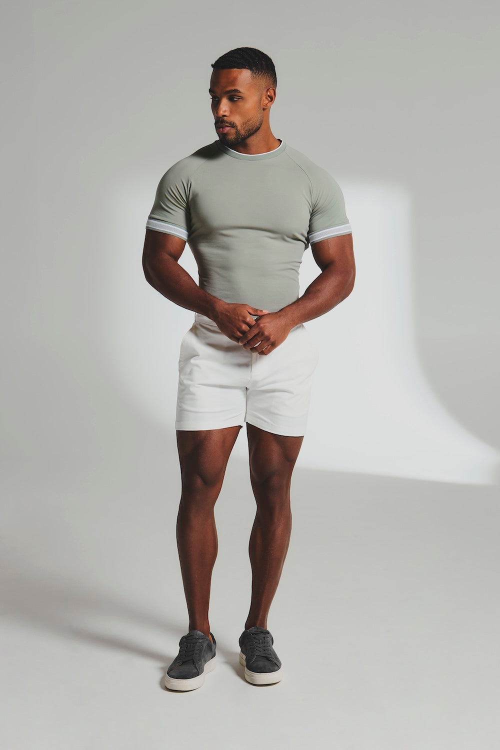 Tipped Fashion Fit T-Shirt in Sage / White - TAILORED ATHLETE - USA