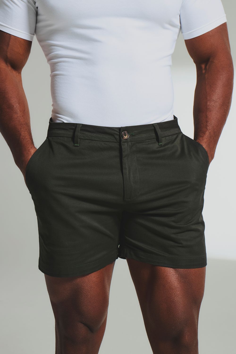 Athletic Fit Stretch Chino Shorts 5" in Dark Khaki - TAILORED ATHLETE - USA