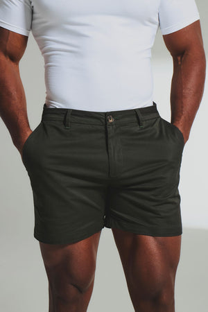 Athletic Fit Stretch Chino Shorts 5" in Dark Khaki - TAILORED ATHLETE - USA