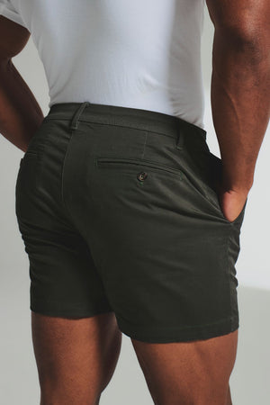 Athletic Fit Stretch Chino Shorts 5" in Dark Khaki - TAILORED ATHLETE - USA
