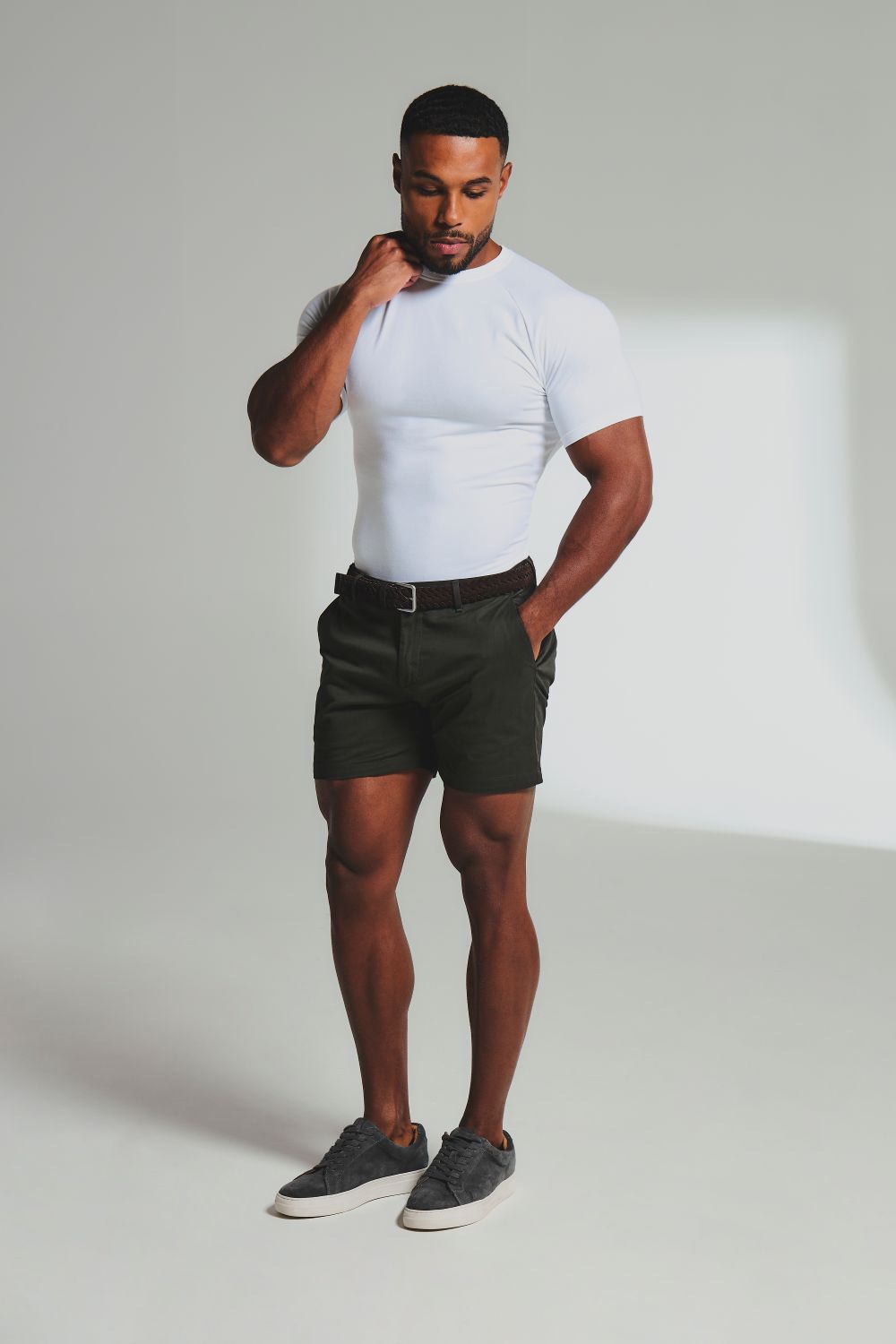 Athletic Fit Stretch Chino Shorts 5" in Dark Khaki - TAILORED ATHLETE - USA