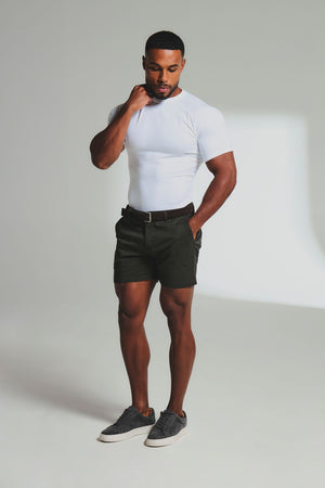 Athletic Fit Stretch Chino Shorts 5" in Dark Khaki - TAILORED ATHLETE - USA