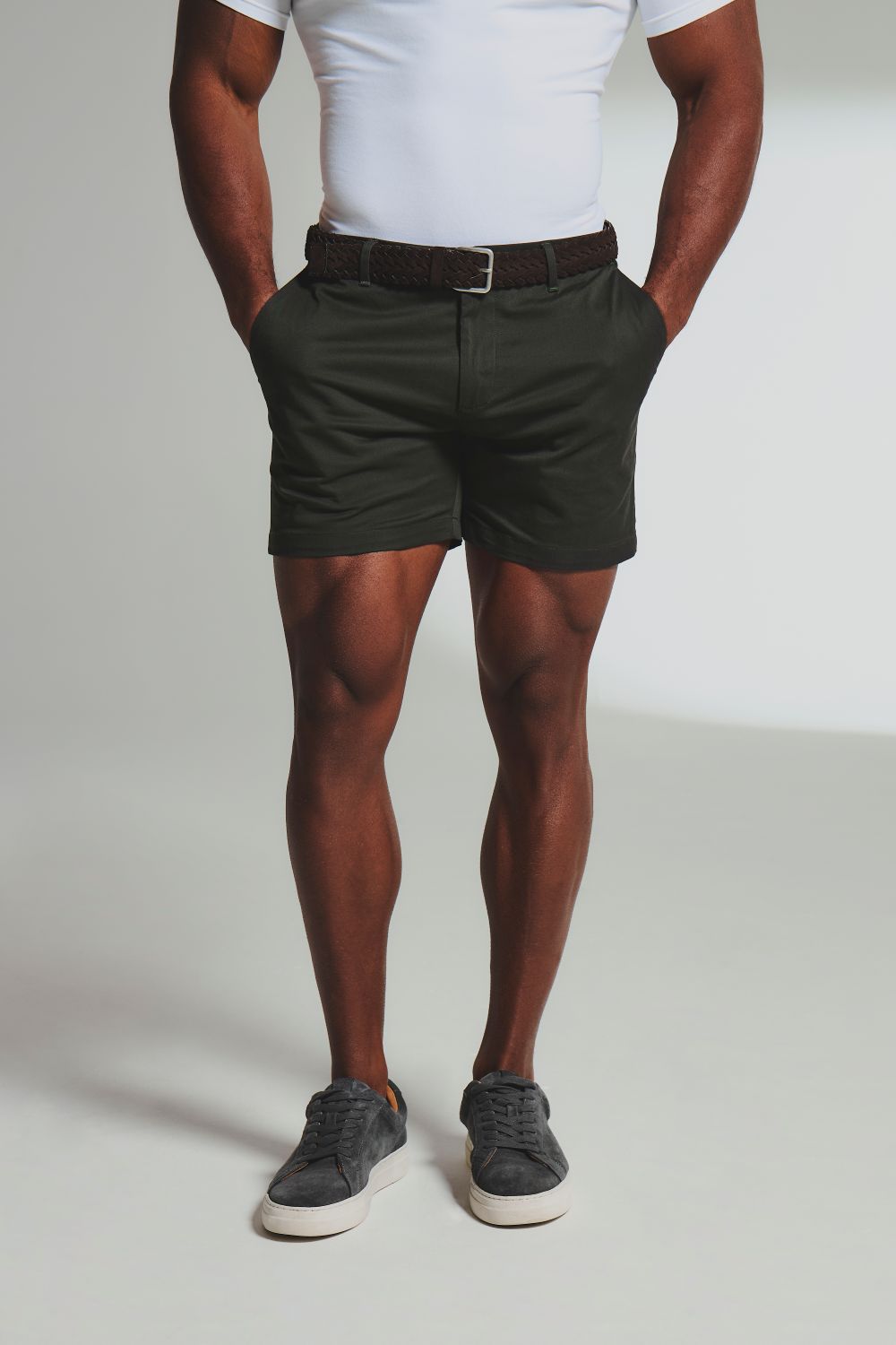 Athletic Fit Stretch Chino Shorts 5" in Dark Khaki - TAILORED ATHLETE - USA