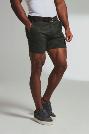 Athletic Fit Stretch Chino Shorts 5" in Dark Khaki - TAILORED ATHLETE - USA