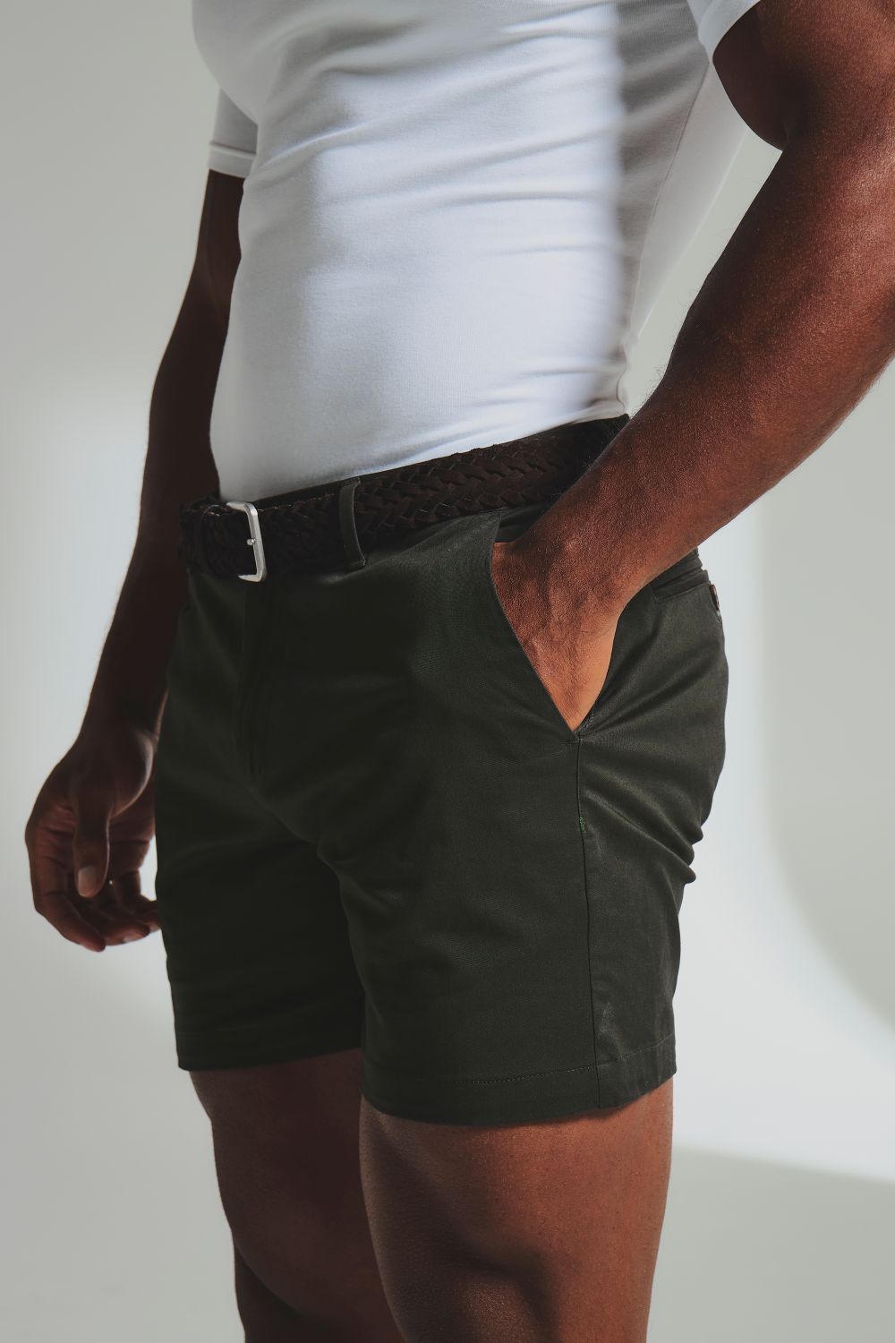 Athletic Fit Stretch Chino Shorts 5" in Dark Khaki - TAILORED ATHLETE - USA