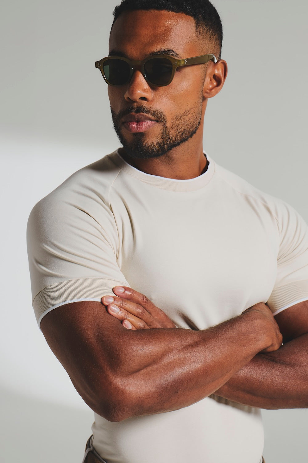 Fine Tipped T-Shirt in Alabaster and White - TAILORED ATHLETE - USA