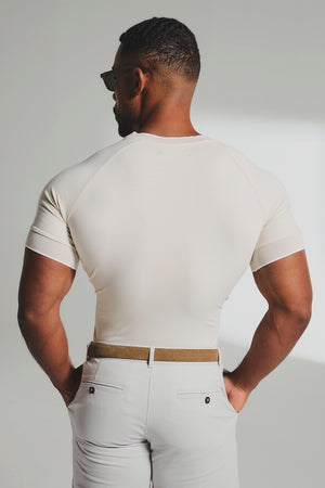 Fine Tipped T-Shirt in Alabaster and White - TAILORED ATHLETE - USA