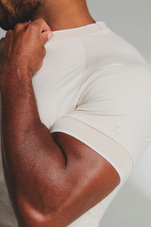 Fine Tipped T-Shirt in Alabaster and White - TAILORED ATHLETE - USA