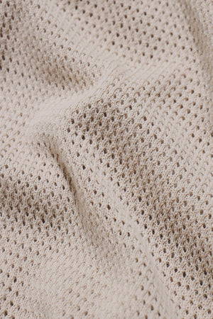 Colour Block Tipped Knitted Open Collar Polo in Neutral - TAILORED ATHLETE - USA