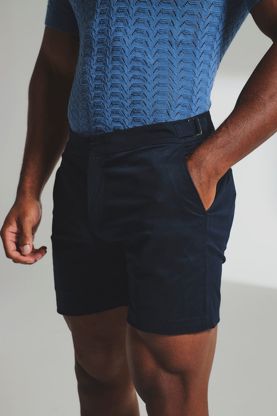 Smart Chino Side Adjuster Shorts in Navy - TAILORED ATHLETE - USA