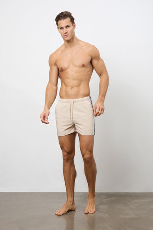 Twin Stripe Swim Short in Stone - TAILORED ATHLETE - USA