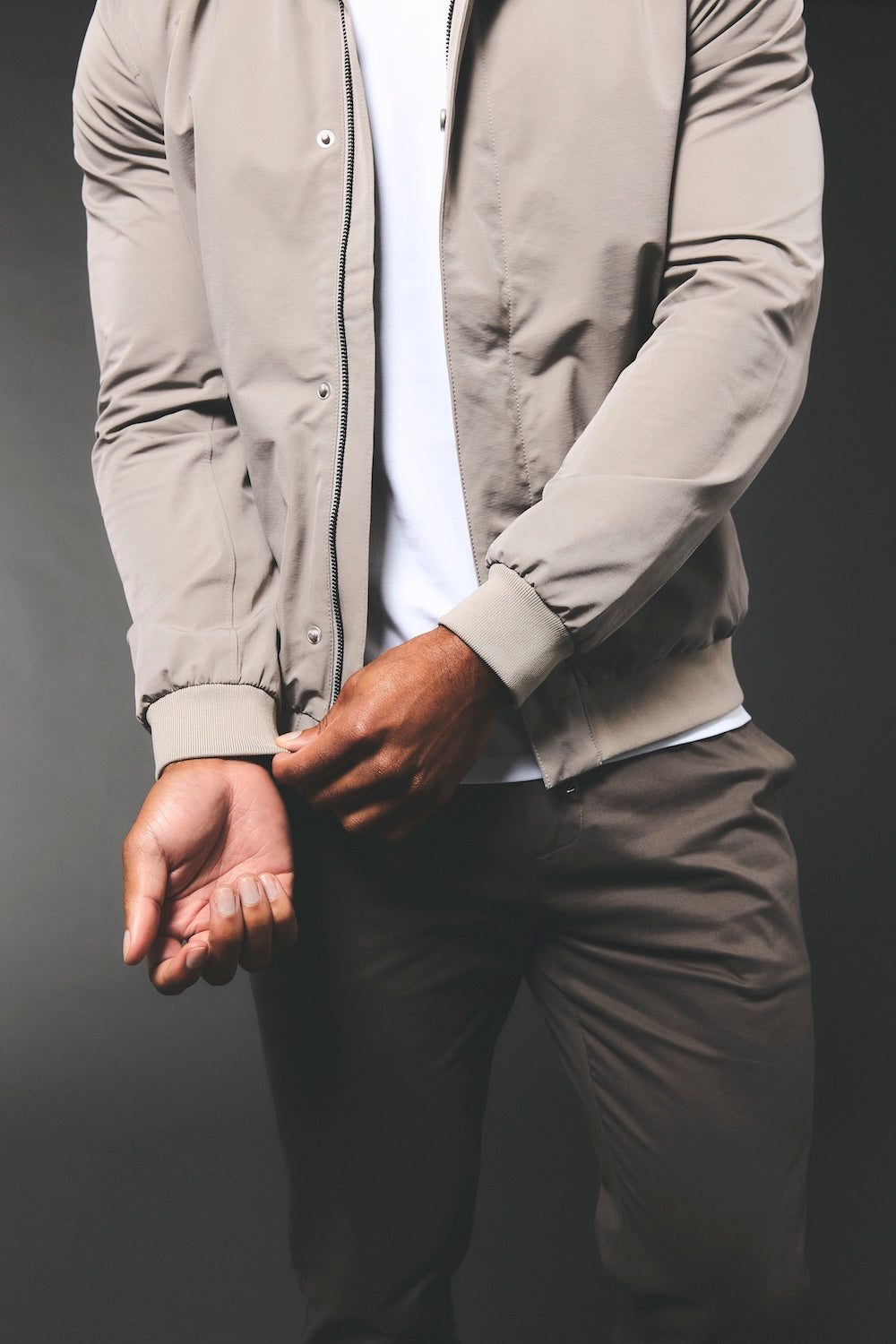 Shower Resistant Funnel Neck Jacket in Pebble Grey - TAILORED ATHLETE - USA