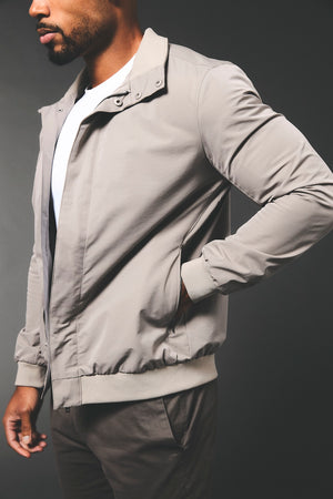Shower Resistant Funnel Neck Jacket in Pebble Grey - TAILORED ATHLETE - USA
