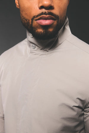 Shower Resistant Funnel Neck Jacket in Pebble Grey - TAILORED ATHLETE - USA