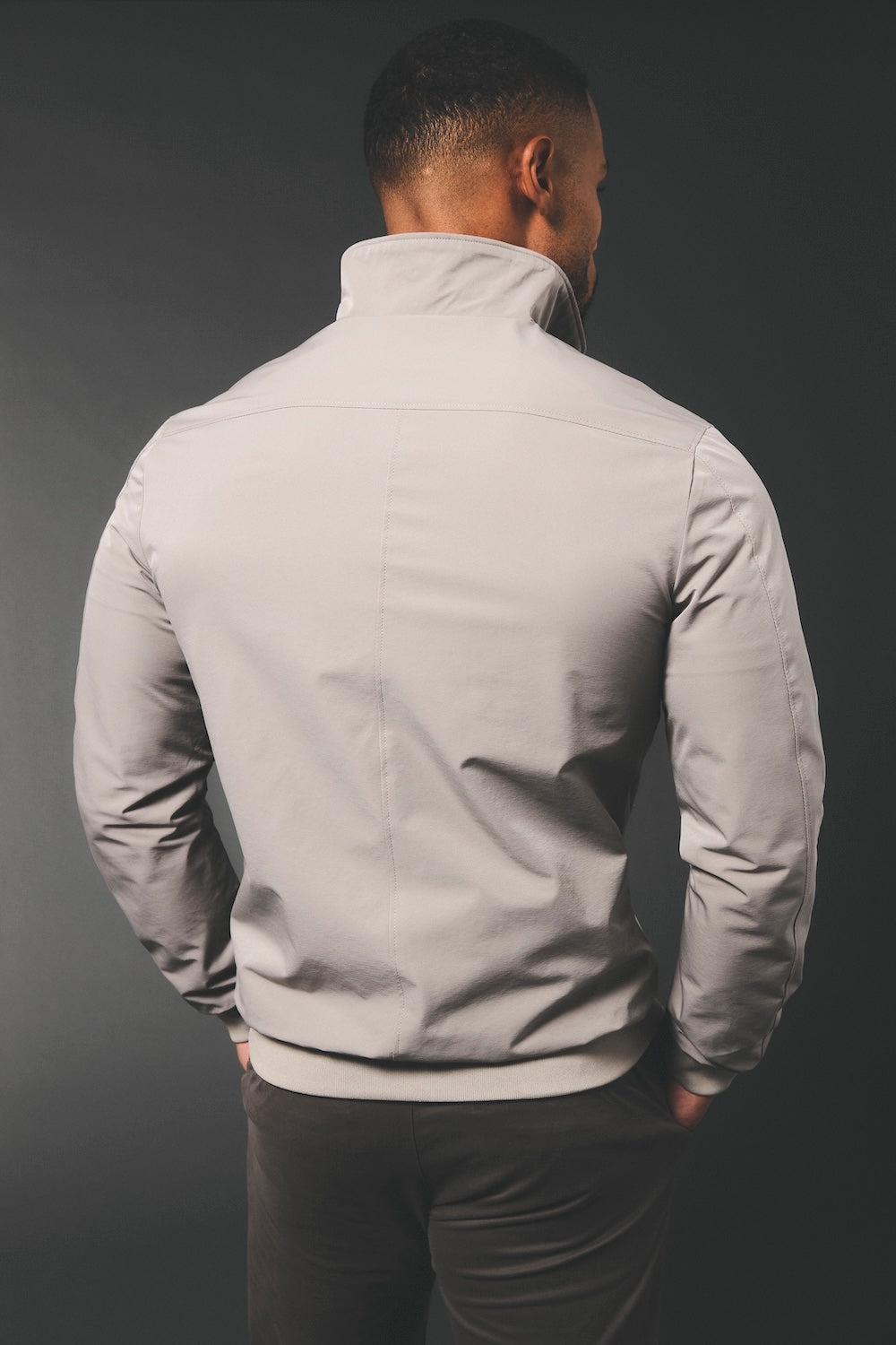 Shower Resistant Funnel Neck Jacket in Pebble Grey - TAILORED ATHLETE - USA