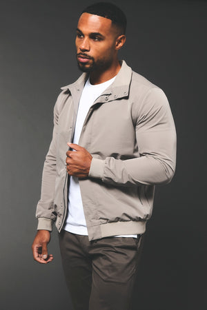 Shower Resistant Funnel Neck Jacket in Pebble Grey - TAILORED ATHLETE - USA