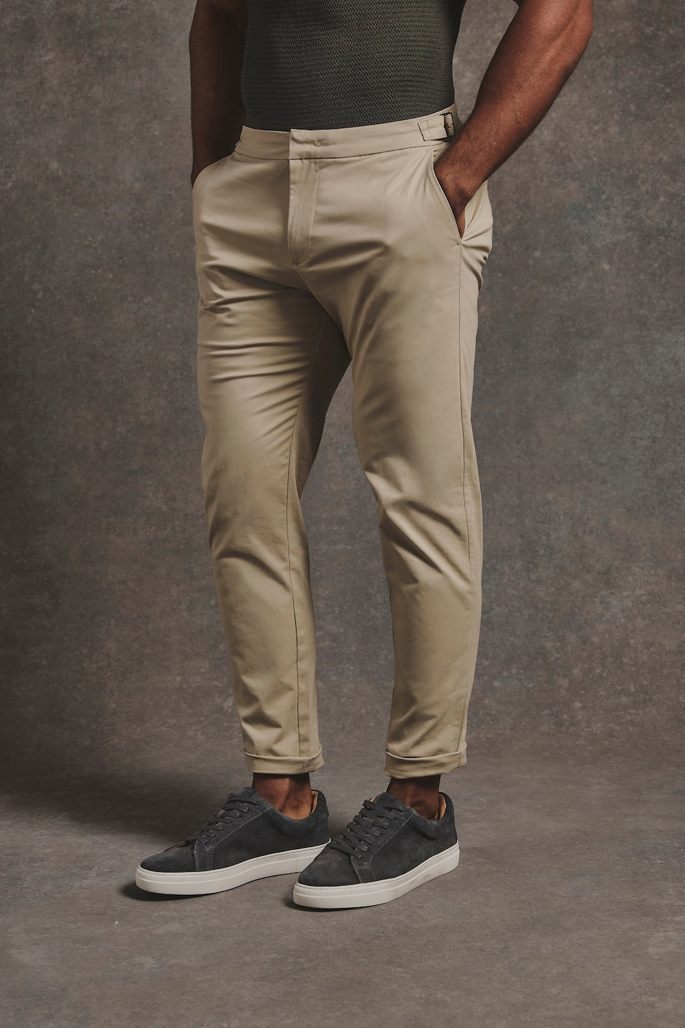 Smart Chino Side Adjuster Pants in Stone - TAILORED ATHLETE - USA