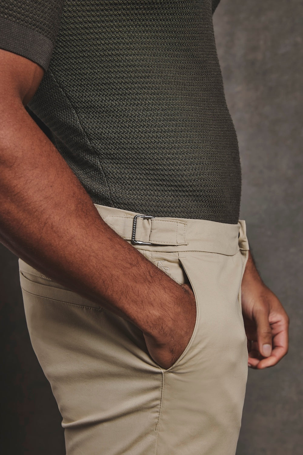 Smart Chino Side Adjuster Pants in Stone - TAILORED ATHLETE - USA